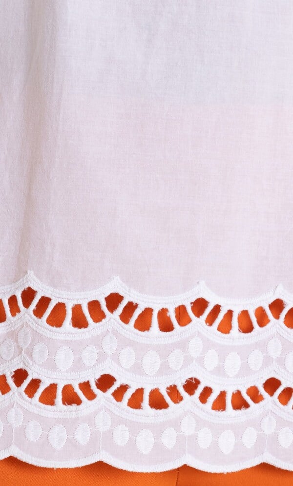 Border Embroidered Cotton Top