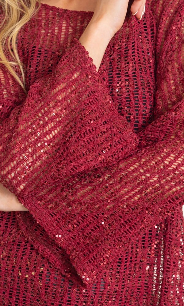 Open Sequin Knitted Top