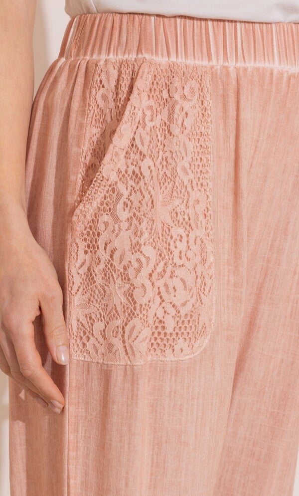 Wide Leg Linen Blend Cropped Trousers