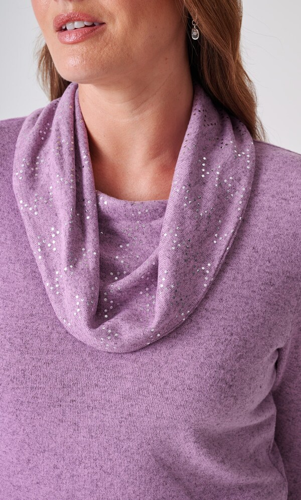 Anna Rose Spot Foil Print Cowl Neck Jumper