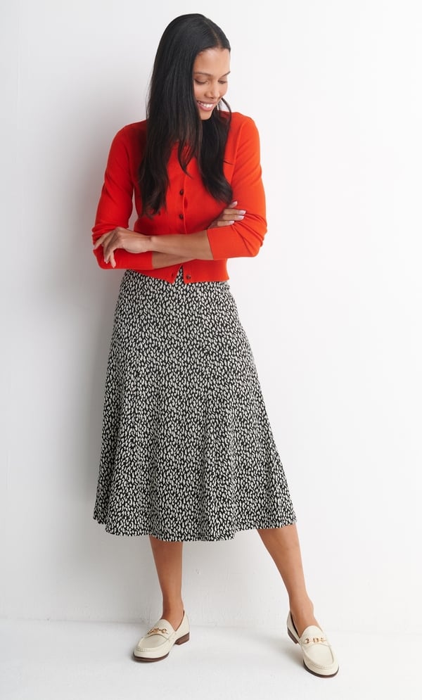 Anna Rose Animal Pattern Jacquard Midi Skirt