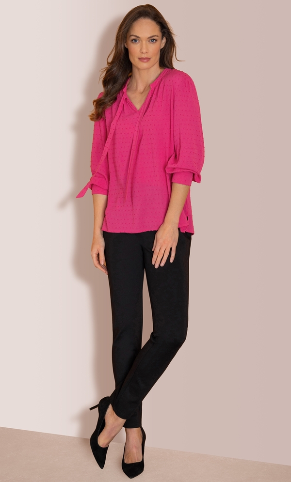 Textured Tie Neck Top