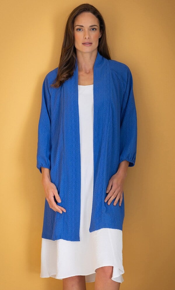 Patterned Open Front Jersey Cardigan