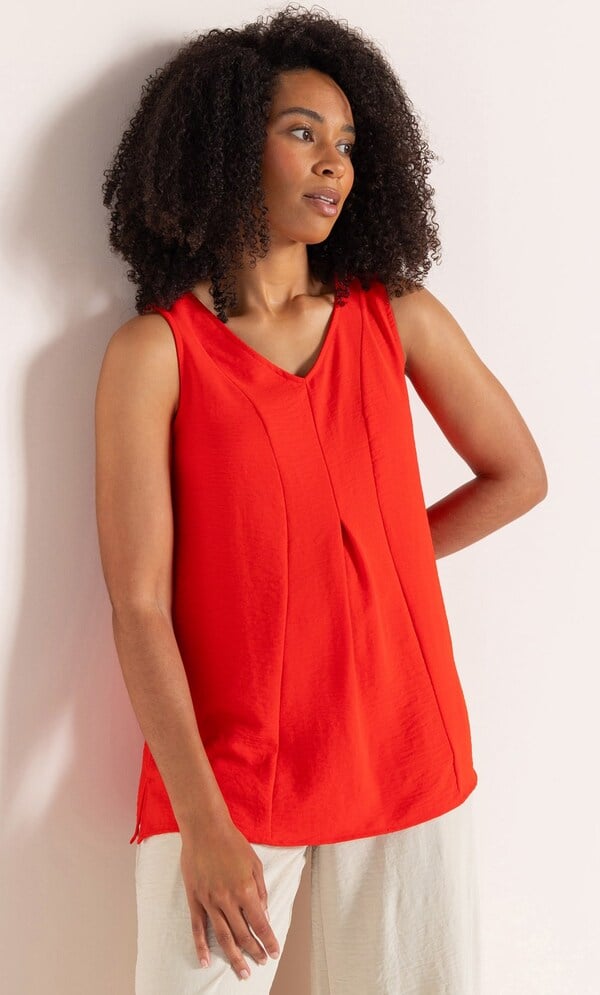 Textured V Neck Sleeveless Top