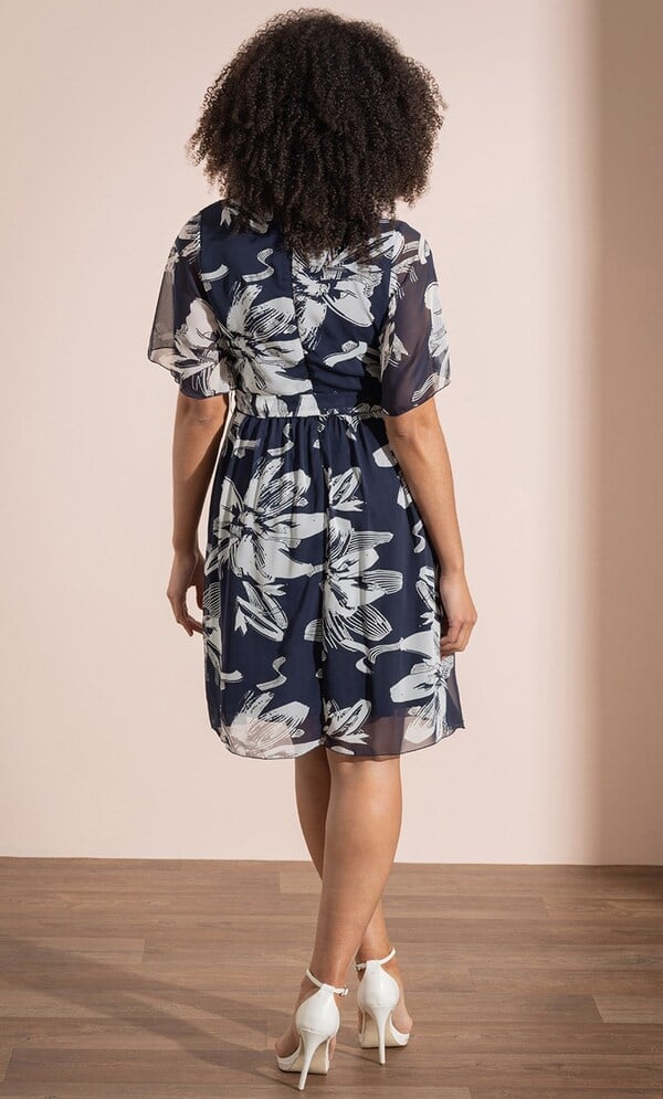 Textured Floral Print Dress