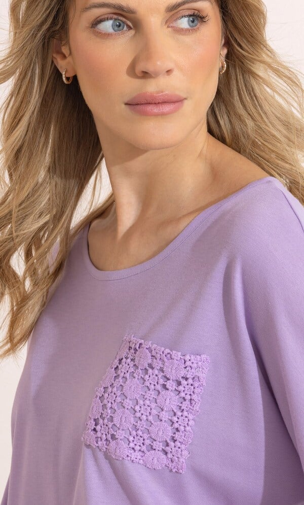 Lace Pocket Jersey Top