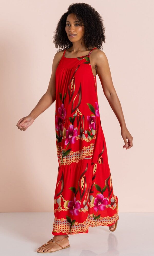 Printed Strappy Maxi Dress