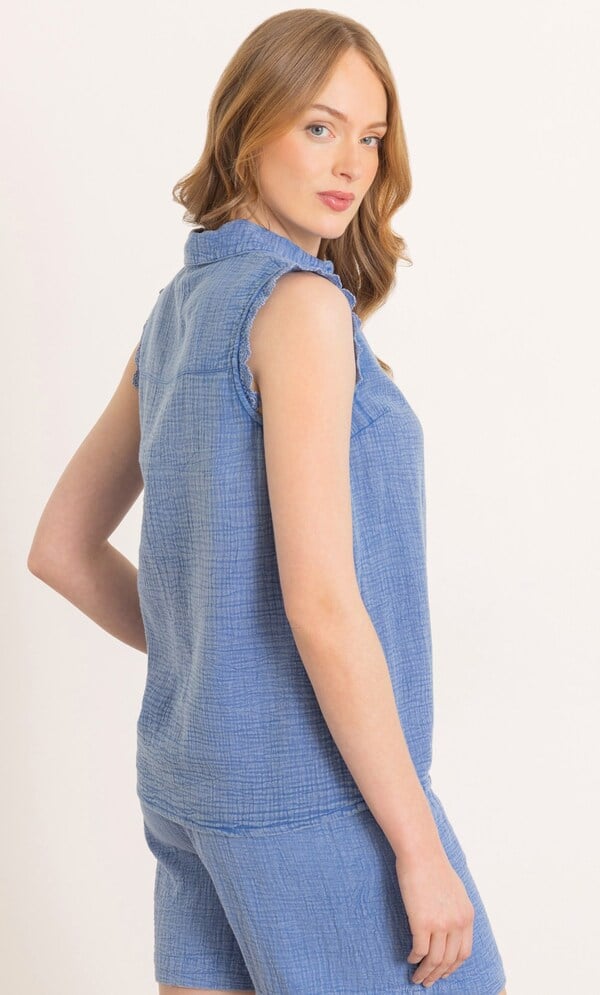 Stone Wash Cotton Tie Top