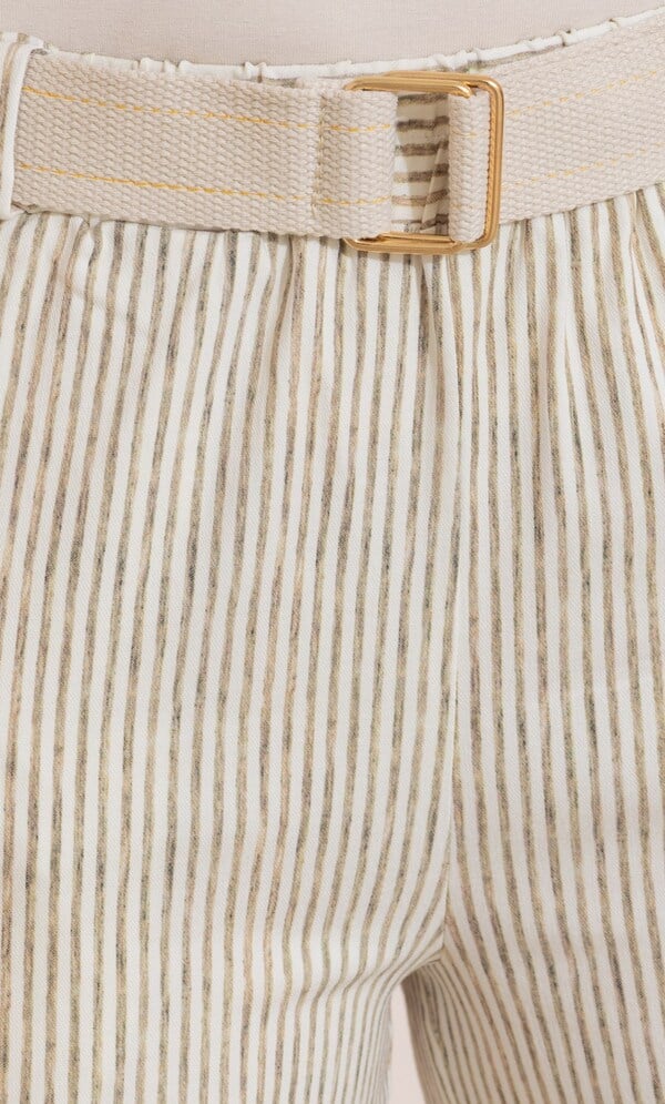 Cropped Tapered Pull On Striped Trousers