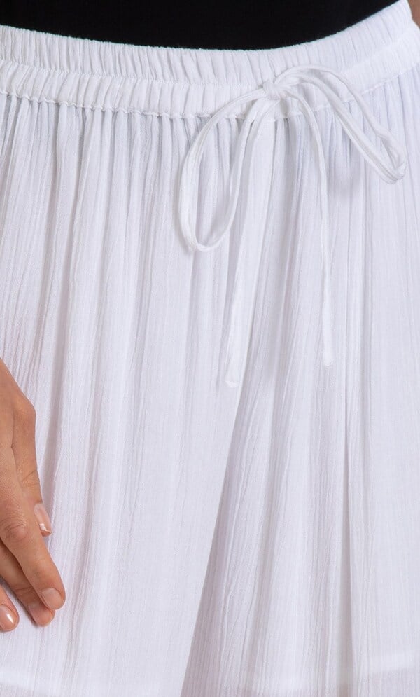 Wide Leg Crinkle Tiered Pull On Trousers