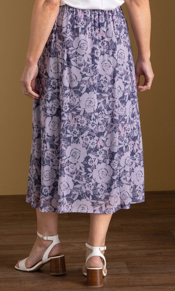 Anna Rose Floral printed Mesh Midi Skirt