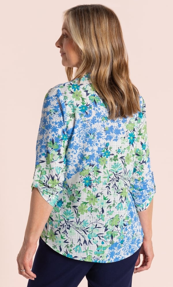 Anna Rose Garden Print Blouse With Necklace