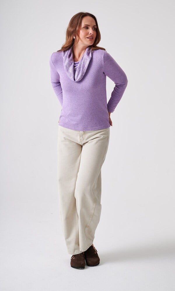 Anna Rose Foil Printed Cowl Neck Jumper