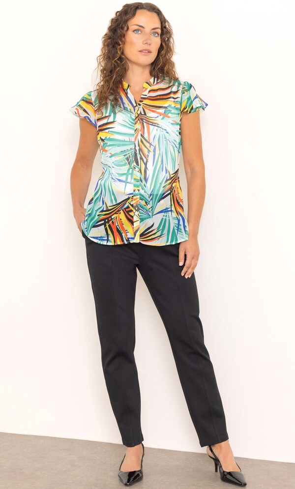 Anna Rose Printed Blouse With Lurex Stripes