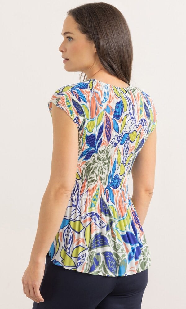 Botanical Print Pleated Top