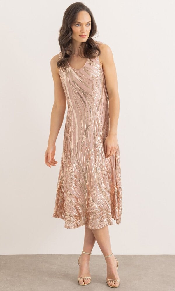 Sequinned Mesh Sleeveless Dress