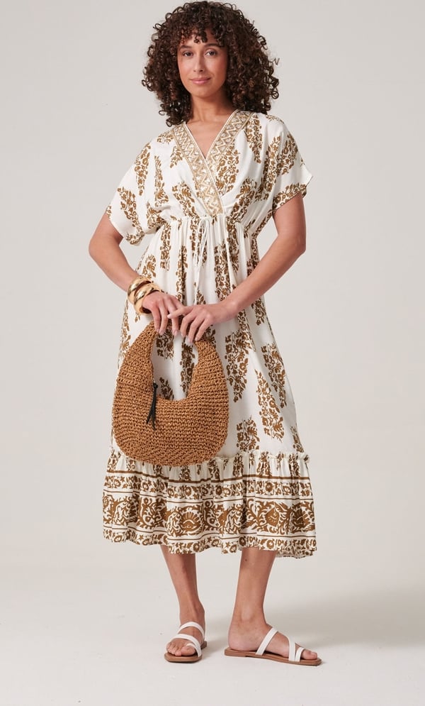 Embellished Printed Midi Dress