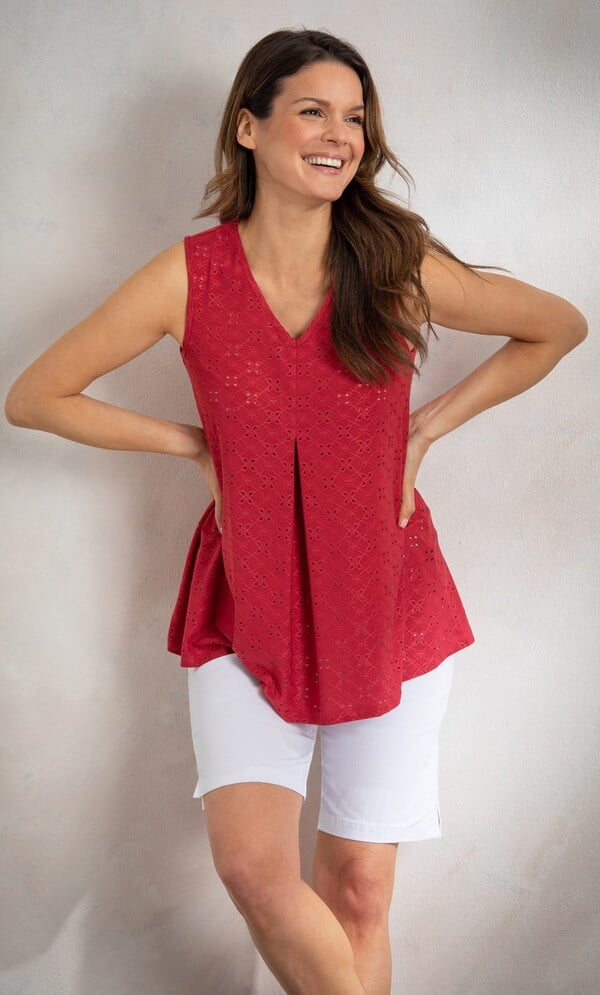 Eyelet Cut Sleeveless Top