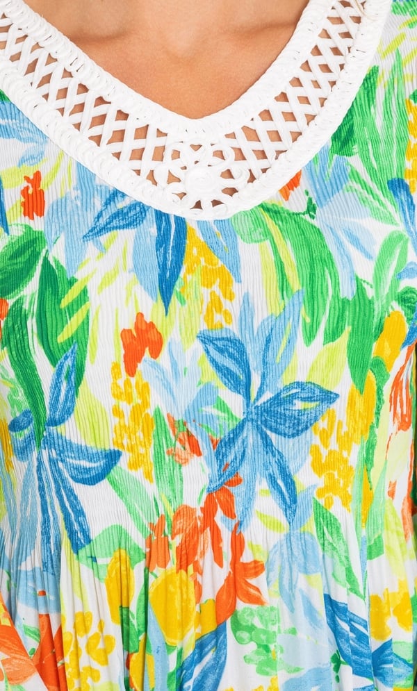 Anna Rose Bouquet Print Pleated Top