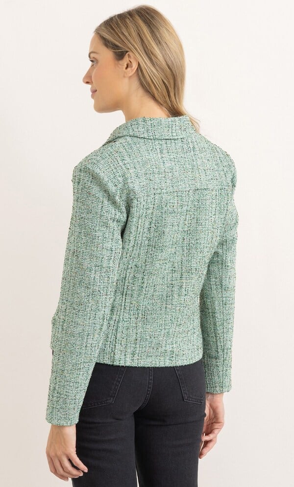 Textured Shimmer Biker Jacket