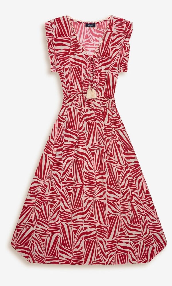 Printed Smocked Waist Midaxi Dress
