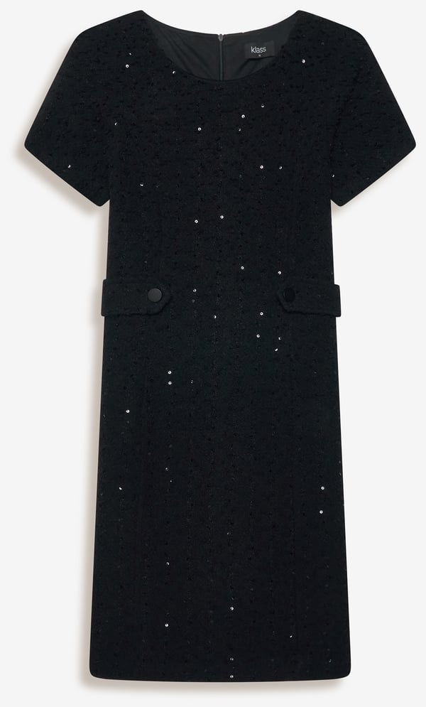 Embellished Boucle Shift Dress