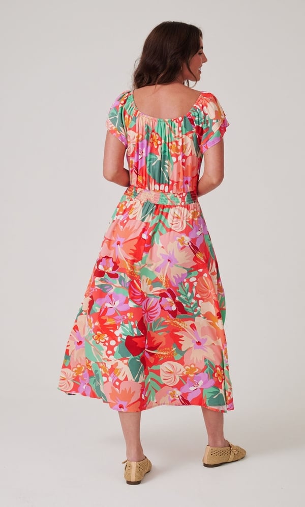 Floral Printed Midaxi Bardot Dress