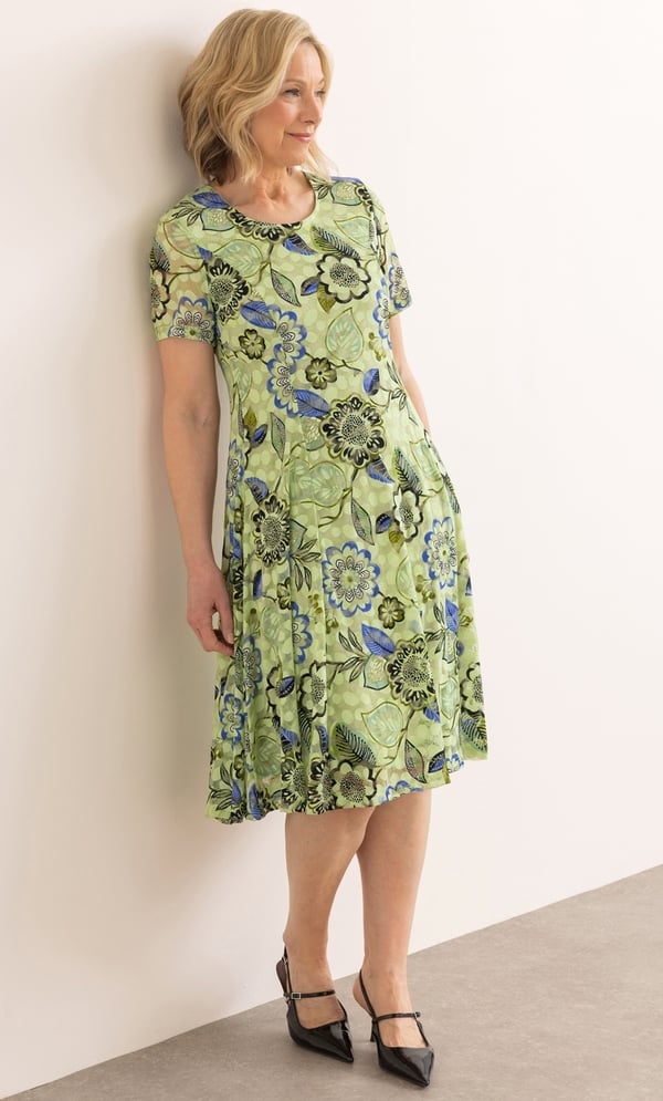 Anna Rose Floral Print Panelled Lace Dress