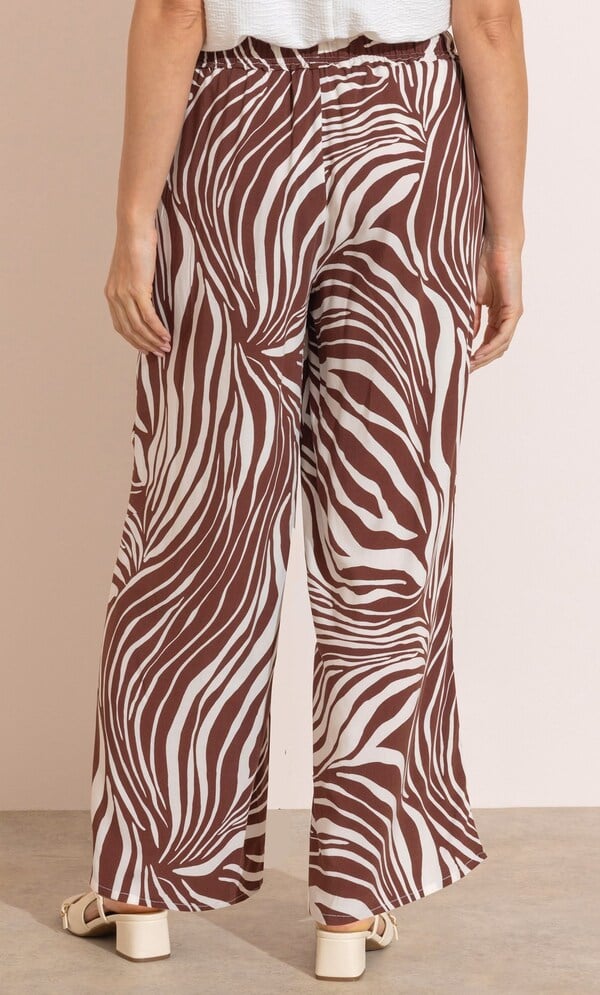 Wide Leg Zebra Print Trousers