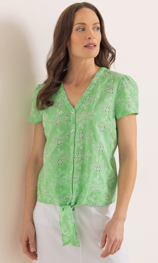 Floral Embroidered Eyelet Cotton Top