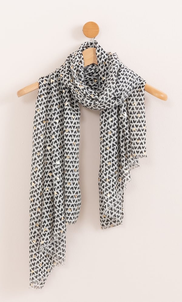 Lightweight Shimmer Heart Scarf