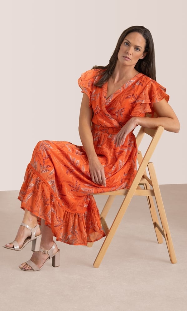 orange midi wrap dress orange midi wrap dress
