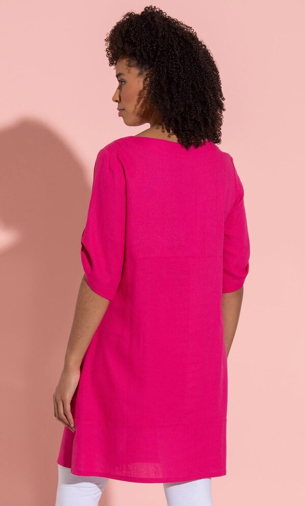 Oversized Linen Blend Tunic Top