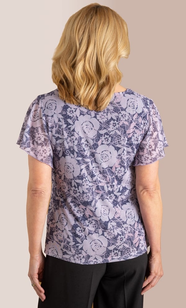 Anna Rose Floral Print Mesh Top