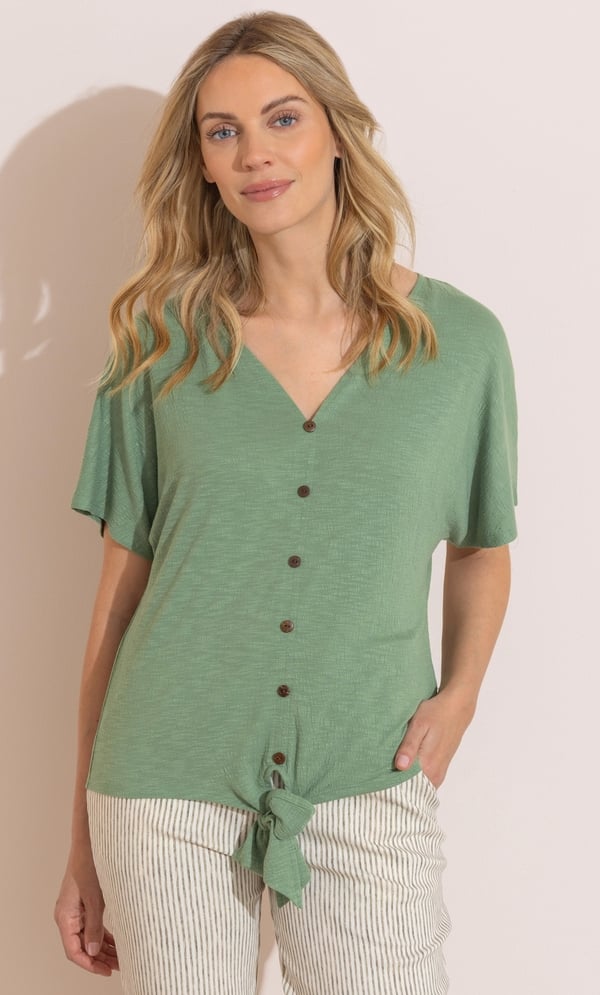 Textured Tie Hem Top