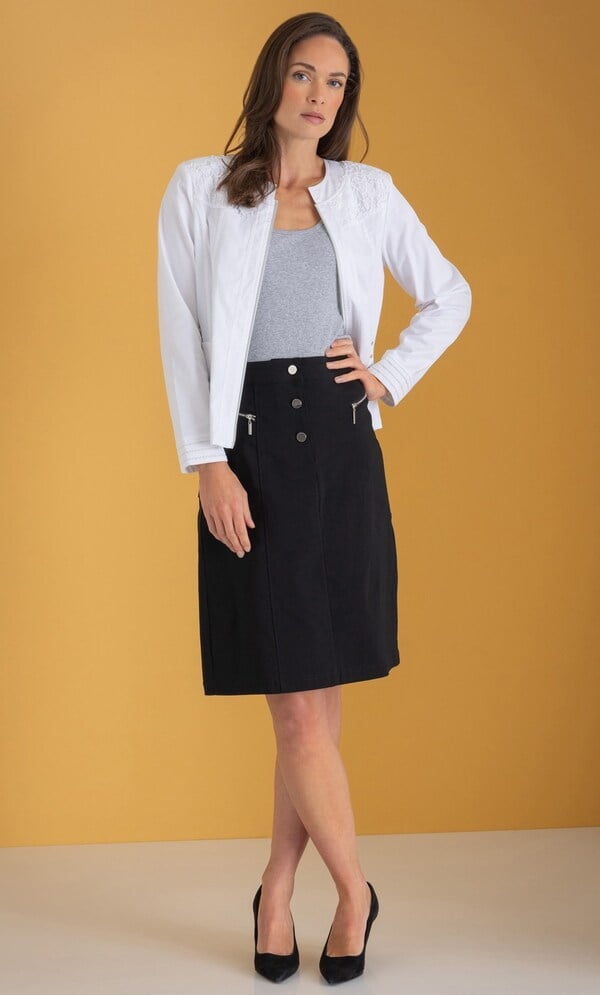 Button Front Stretch Skirt
