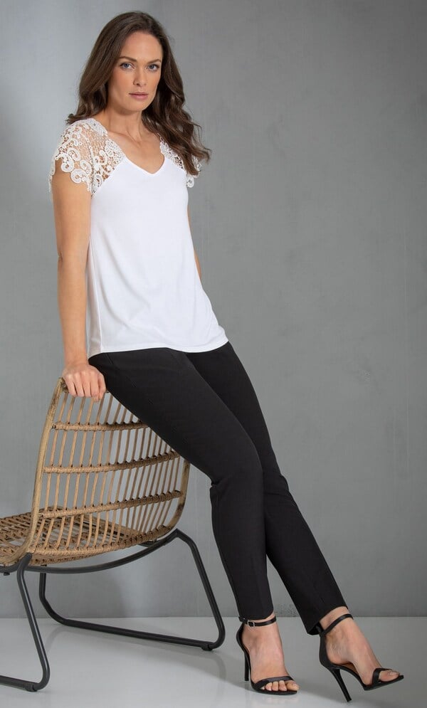 Lace Trim Jersey Top