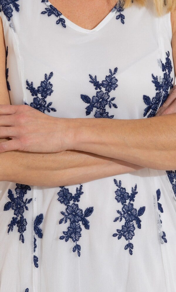 Anna Rose Embroidered Mesh Midi Dress