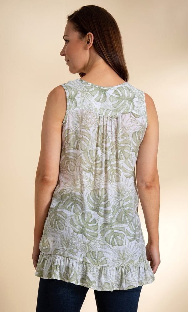 Sleeveless Leaf Print Tunic Top