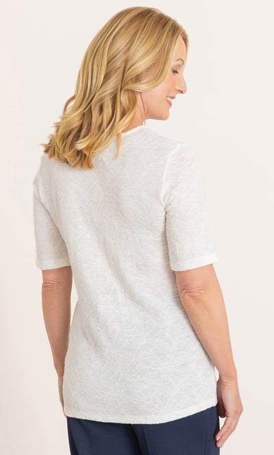 Anna Rose Textured Shimmer Short Sleeve Top