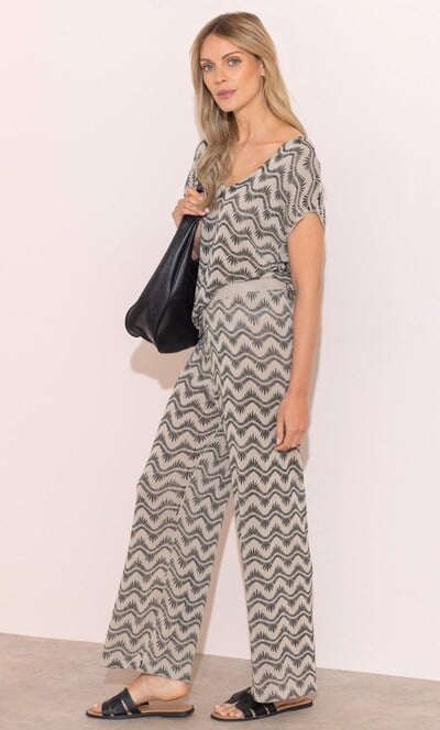 Printed Wide Leg Knitted Trousers