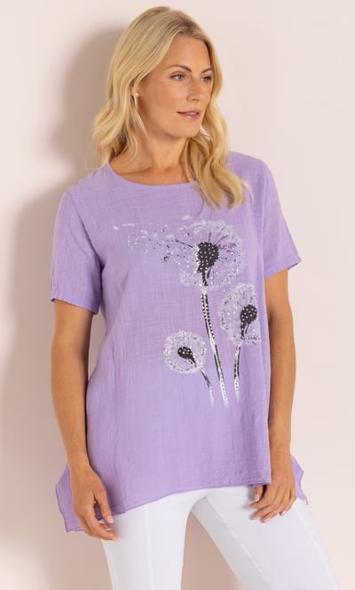 Dandelion Printed Short Sleeve Cotton Top