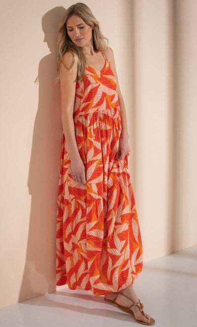Printed Relaxed Fit Strappy Maxi Dress