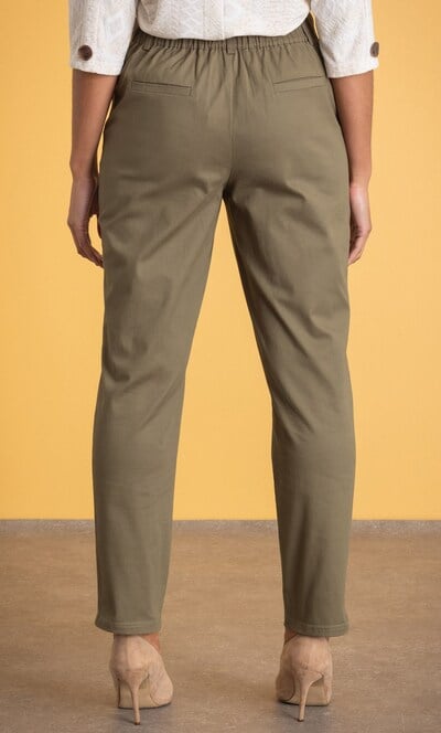 Cotton Blend Slim Leg Trousers