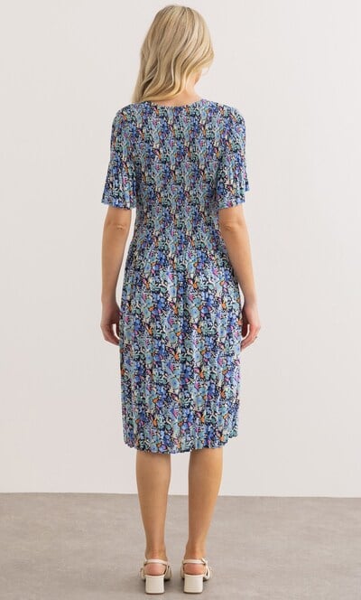Floral Print Pleated Dress