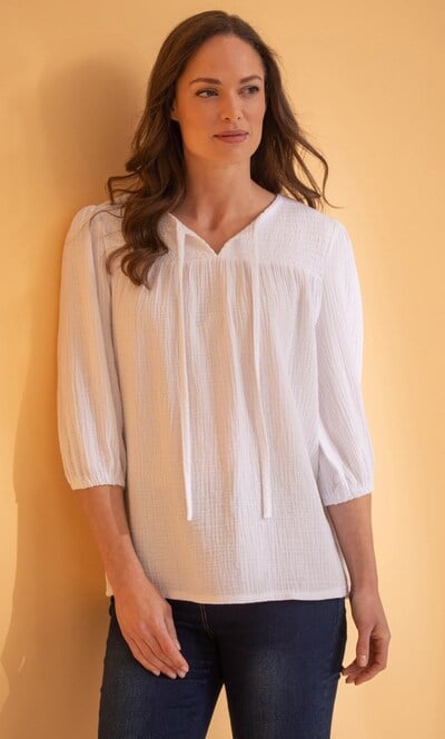 Textured Tie Neck Top