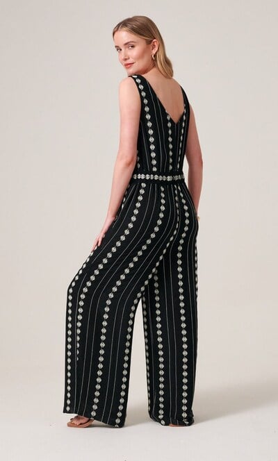 Embroidered Sleeveless Wide Leg Jumpsuit