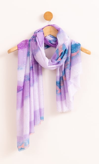 Lightweight Marble Printed Shimmer Spot Scarf