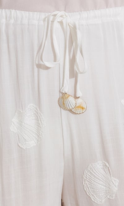 Embroidered Wide Leg Beach Trousers