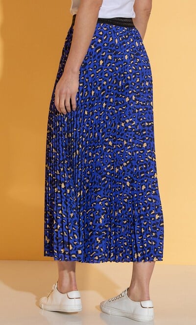 Animal Print Pleated Maxi Skirt
